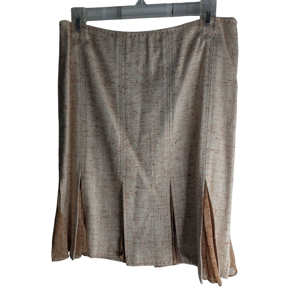 Elie Tahari Midi Skirt Womens Sz 6P Pigalle Tweed Lacey Pleats Retro Academia
